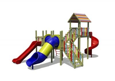 Renkli Ahşap Çocuk Parkı AKA0717